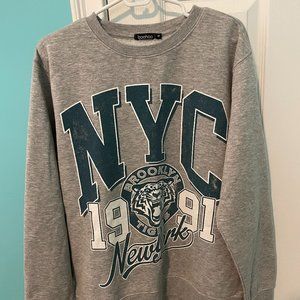 Boohoo NYC Grey Crewneck